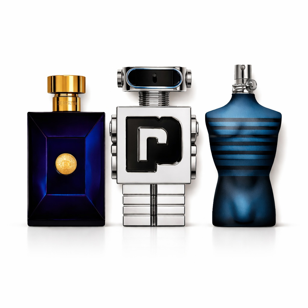 Combo de 3 perfumes Versace DYLAN BLUE, Paco Rabanne PHANTOM e Jean Paul Gaultier ULTRA MALE 100ml